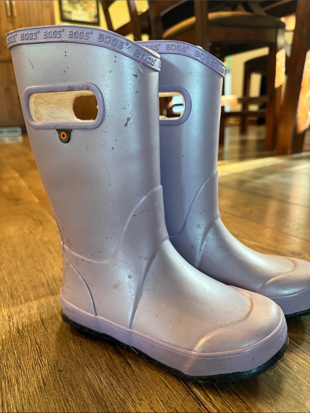 Bogs Kids Light Purple Rain Boots with Easy-Grip Handles
